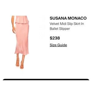 SUSANA MONACO Velvet Midi Slip Skirt Ballet Slipper Pink Silk Viscose M